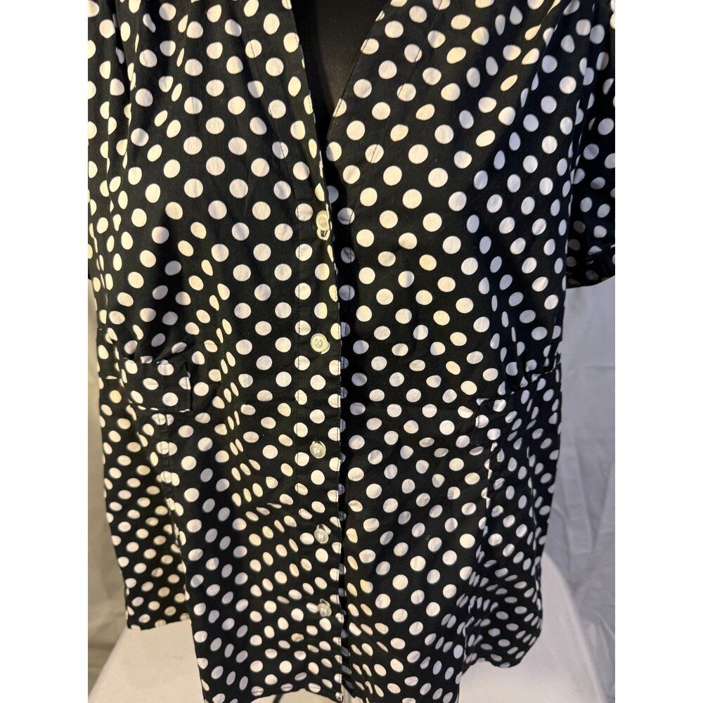 Retro Polka Dot Button Up Top timeless Clean girl Women's Large 14 Alfani - Picture 2 of 2